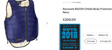 RACESAFE 2018 ..XL Tall Child - TEENAGER .Body Protector. XC -Compete- Pony Club