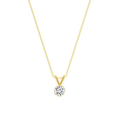 1/4 kt runder im Labor hergestellter gewachsener Diamanteinfassung Halskette 18 K Gelbgold F/VS 16''