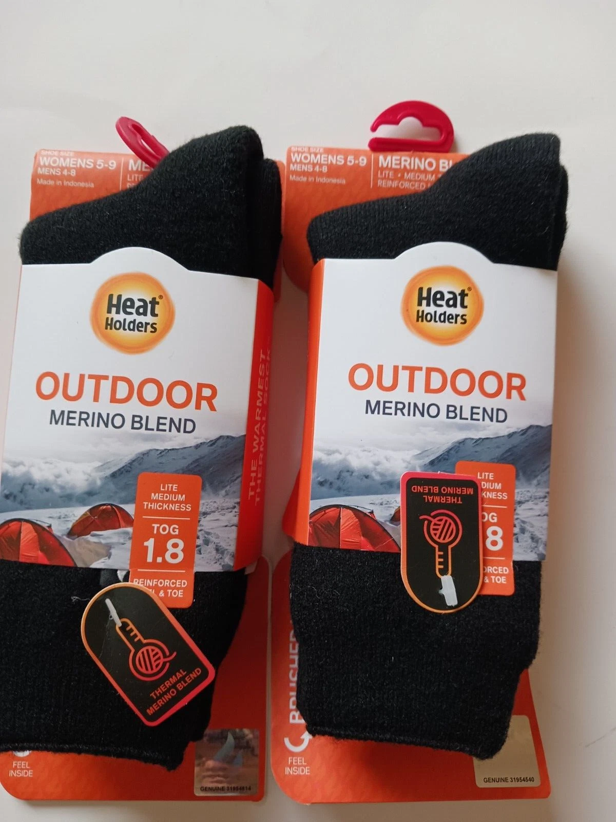 2 Heat Holders - Outdoor Merino Wool Blend Thermal Socks Mens Black color