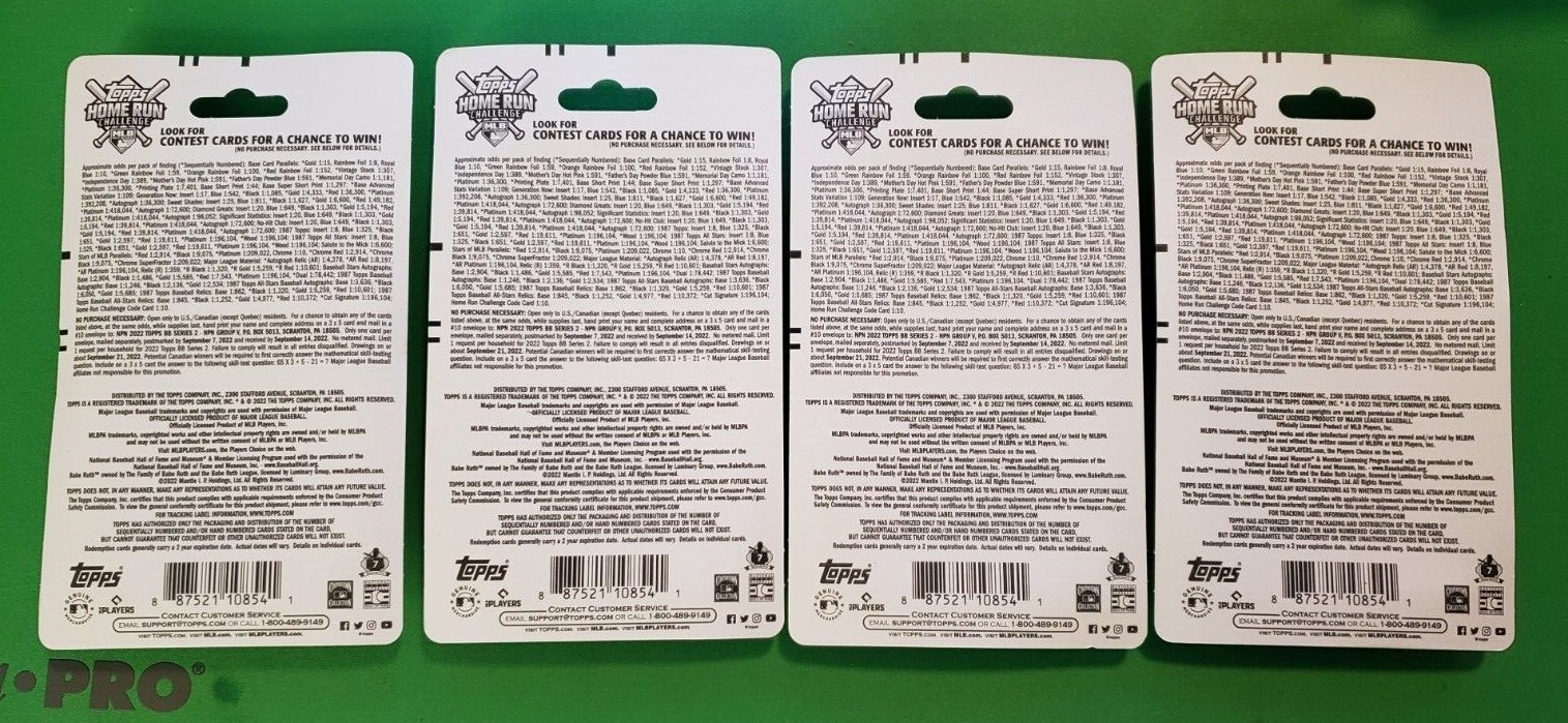 LOT(4) 2022 TOPPS Series 2 Baseball *MEIJER BLISTER PACKS 2 PURPLE