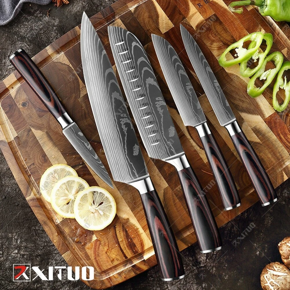 Best Selling Japanese kitchen knives Laser Damascus pattern chef knives