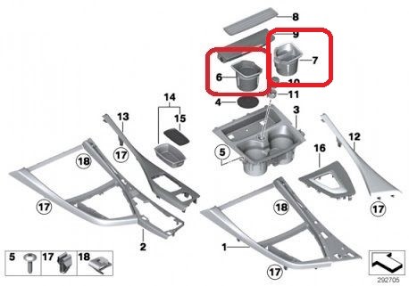 BMW NEW GENUINE F20 F21 F22 F23 STORAGE TRAY CUP HOLDER RHD PAIR RIGHT + LEFT - Picture 2 of 10