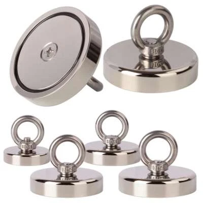 Neodymium Fishing Magnets Pulling Force Super Strong Round Rare Earth 400-1000LB