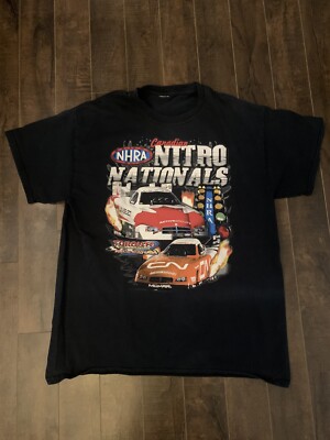 RARE Vintage Canadian NHRA Nitro Nationals Racing Graphic T-shirt Size M Black