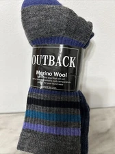 2 Pair 82% MERINO Wool Socks  Multicolor Blue Women's Size 9-11 USA Made Blue