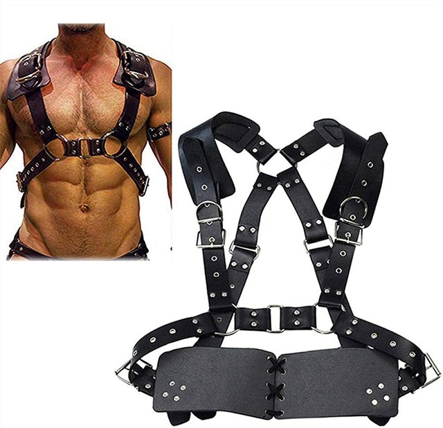 TOPFUR Men's Leather Body Chest Half Harness Belt High Elastic eBay