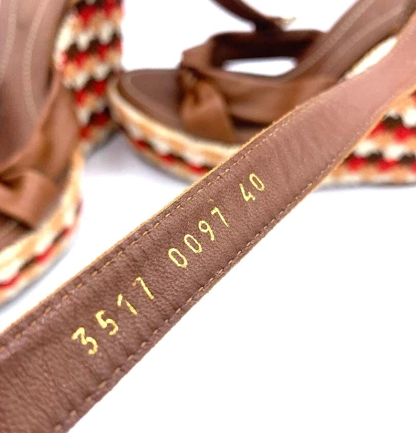 Sergio Rossi Crochet and Leather Platform Wedges 10 - Image 3 of 4