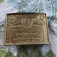 Vintage Budweiser Beer Belt Buckle gold Tone
