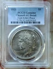 1921 Peace Silver Dollar High Relief PCGS Genuine AU Details. LOW SHIPPING!!
