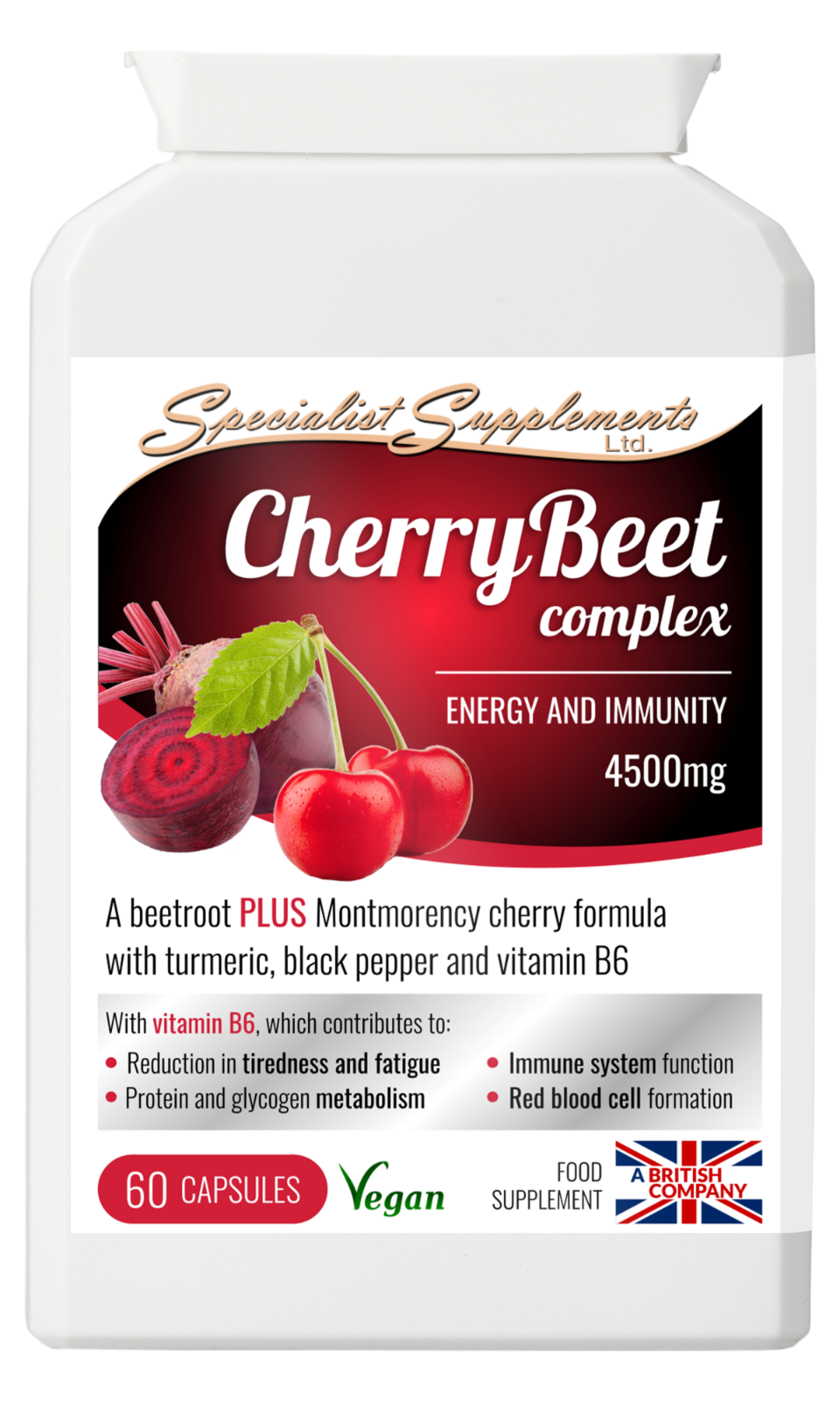 CherryBeet Complex x 60 Veg-Caps; Energy & Immune; Specialist Supplements