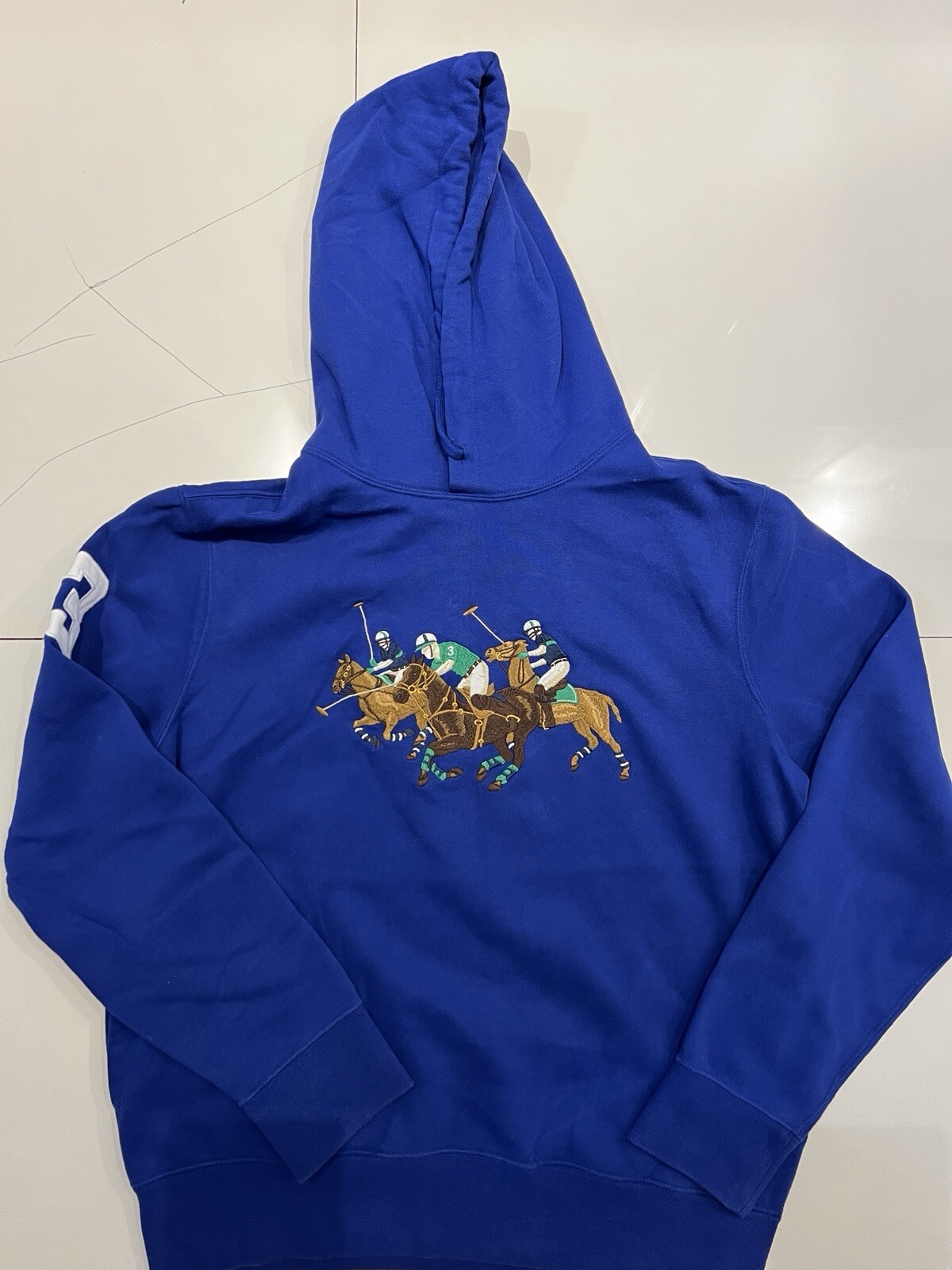 Polo Ralph Lauren Triple Pony Equitazione Blu Felpa con Cappuccio Uomo MED