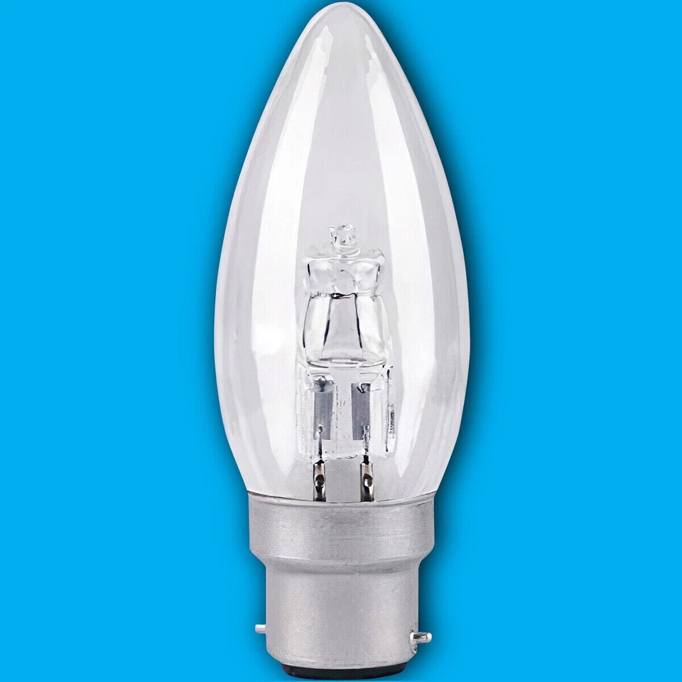 8x 28W (=37W) Dimmable Eco Halogène Transparent Bougie Ampoule BC B22 Baïonnette - Photo 1/1