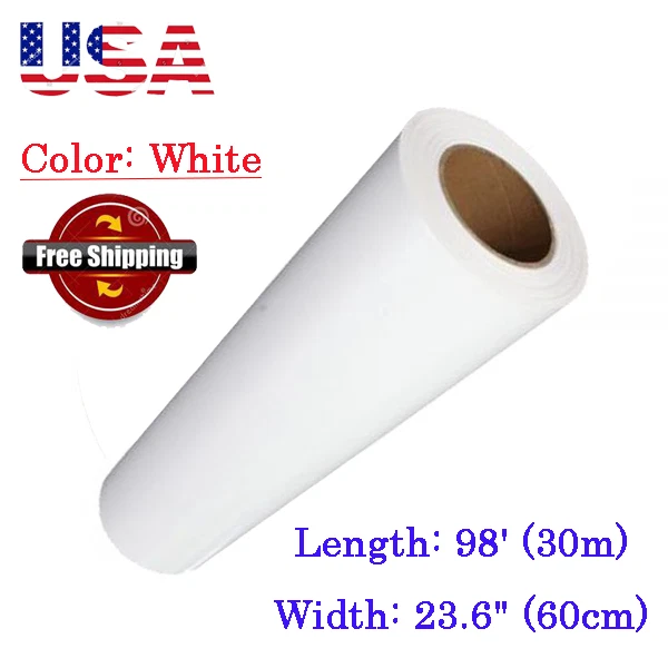 23.6" x98´ Roll White Eco-Solvent Printable Heat Transfer Vinyl For  Dark T-shirt | eBay