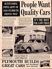 Plymouth Roadking Deluxe 1939 Print Ad Full Page 10.5 x 13.5