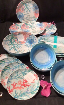SIGRID OLSEN Melamine 16 PC Set Dinner salad plates Bowls