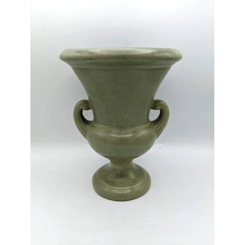 Vintage Roya Haeger Double Handled Arm Matte Green Trophy Planter Vase Foot Urn