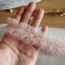 Lace Pleated Fabric Trim Ribbon Mesh Sheer for Clothes DIY Sew Decor Chic Crafts