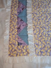 Vintage Ducky Crib Quilt With Ruffles. Some Discoloration On Ruffle. 38x38