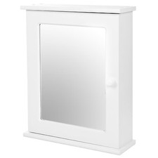 WICKES WHITE SINGLE MIRRORED GLASS DOOR KITCHEN BATHROOM BATH WOODEN CABINET