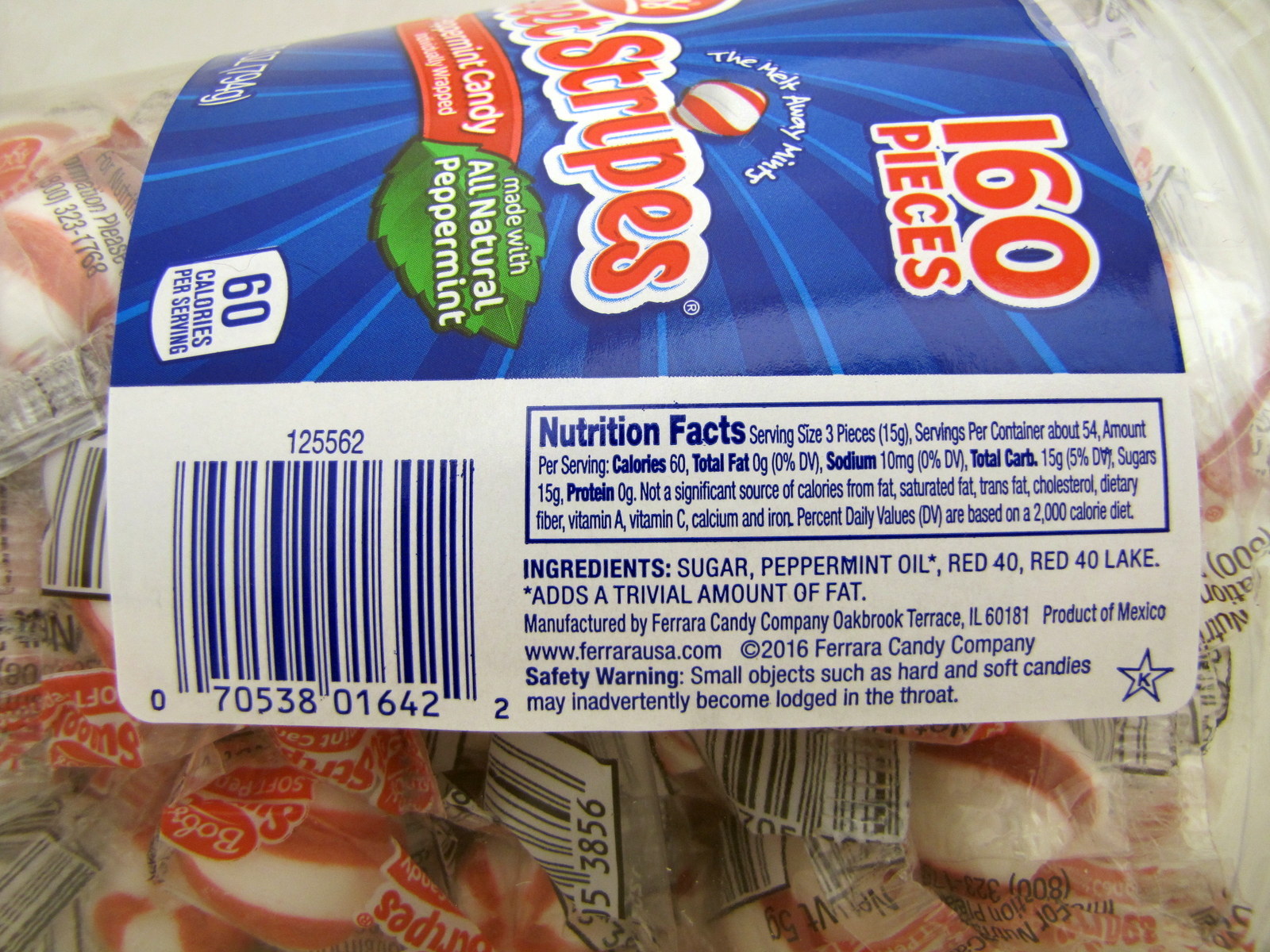 Bob's Soft Sweet Stripes Peppermint Candy 160 Ct Tub Bulk Candies Mints Ferrara 70538016422 eBay