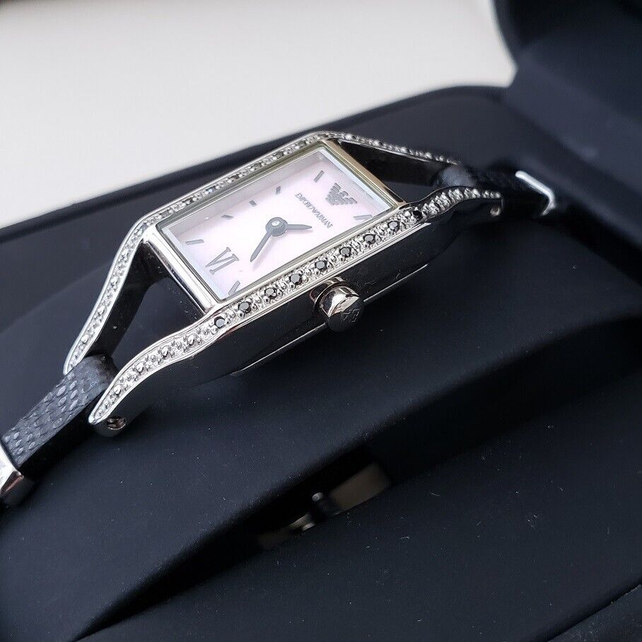 Vintage EMPORIO ARMANI AR3130 Black Diamonds Snake Leather Vintage EMPORIO ARMANI AR3130 Black Diamonds Snake Leather