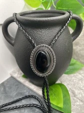 Rodeo Bolo Tie Western Cowboy Black Leather Necktie New Free Ship A1531