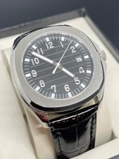 Bliger 40mm Sterile Glass Dial Sapphire Automatic Mens Watch w/ Black Band NEW!