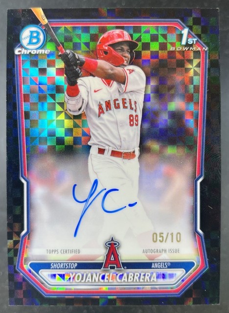 2026 Bowman Yojancel Cabrera 1st Chrome Auto Black X-Fractor /10 Prospect Angels