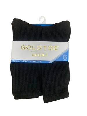 #ad GoldToe Black Cotton crew Sock 6 Pair Shoe Size 6 9 $12.97