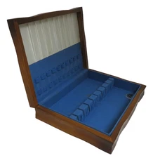 Vintage Tarnish Resistant Wood Silverware Flatware Wooden Storage Chest Box 82
