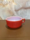 Vintage Fire King Anchor Hocking Soup Bowl Mug Cup Red Milk Glass Oven Proof USA
