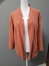 Poetry Linen Jacket Sz US 6 Burnt Orange 3/4 ...