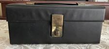 Vintage Black Faux Leather Cassette Tape Storage Case 2 Blanks 5 Memorex Cases