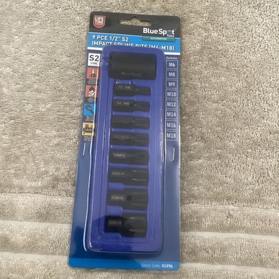 Blue Spot 9 Stück 1/2 Zoll S2 Stahl Impact Spline Bits M6-M18
