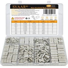 500PCS Non Insulated Butt Connectors 6-26 Gauge Butt Splice Kit 6-26 Gauge Wi...