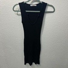 Black ribbed bodycon dress