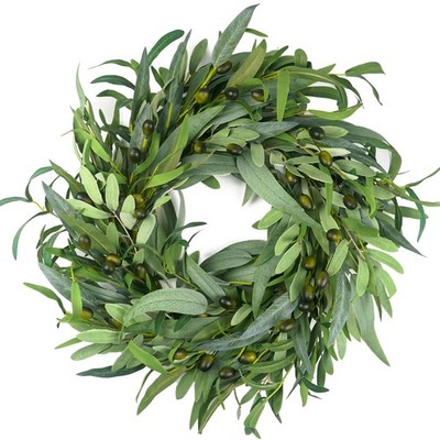 Olive Wreath for Front Door 22 inch, Greenery All Season Wreath with Olive Le...