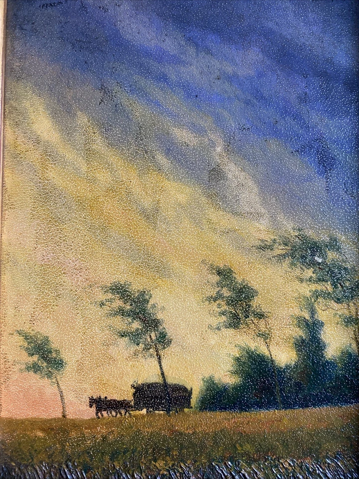 François Eugène ABT Retour des Champs en Alsace Ciel d'Orage hsc 27x35 cm - Photo 3/4