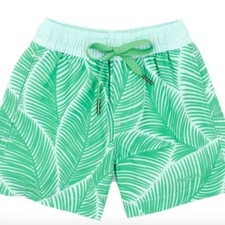 NEW Properly Tied Boys Swim Trunks Youth L Royal Palm Print Green Bathing Suit