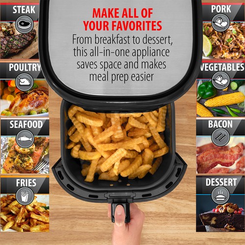 Deco Chef 3.7QT Digital Air Fryer, 6 Presets, Black + Deco Chef 16-Pc. Knife Set - Picture 8 of 12
