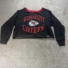 '47 Kansas City Chiefs NFL Sweatshirt Cropped Pullover Black Red White Size S