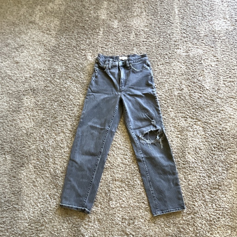 Madewell Roadtripper Charcoal Wash Skinny Jeans Gray Slim Cotton Distressed
