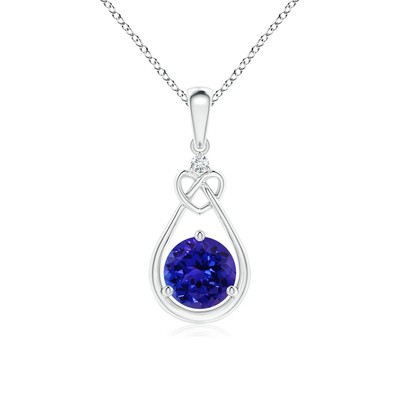 ANGARA 0,91 kt natürlicher Tansanit Anhänger Halskette mit Diamant in Sterlingsilber