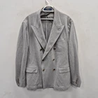Polo Ralph Lauren Blazer Jacket Mens 46R Grey Cotton Jersey Double Breasted