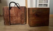 US Military Wood Ammo Crates Stamped Granade & Remington Box Vintage lot of 2 