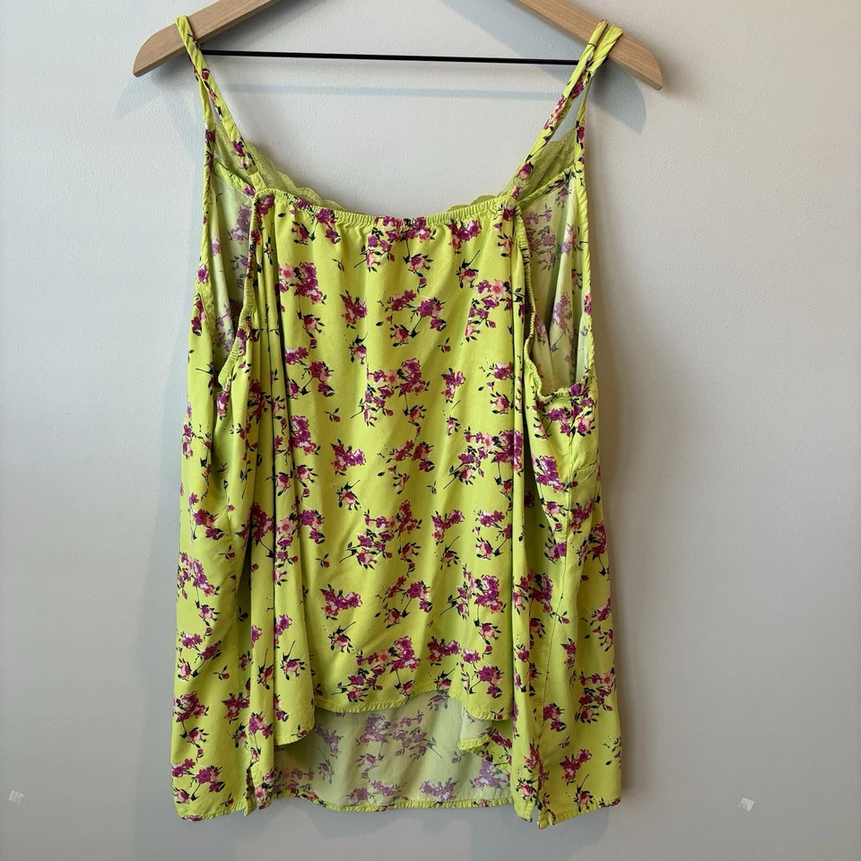 Cacique Pajama Set 30/32 Lace Plus Cami Shorts Green Floral 5X Cottage Coquette - Image 4 of 4