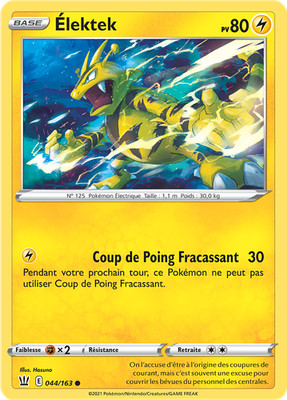Pokemon Card Elektek 044/163 Common Battle Styles