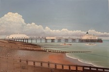 Original Large Painting Of Eastbourne Pier / Beach / seaside England UK