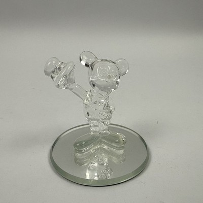 Disneyland Mickey Mouse Arribas Glass Figurine With Mirror Base