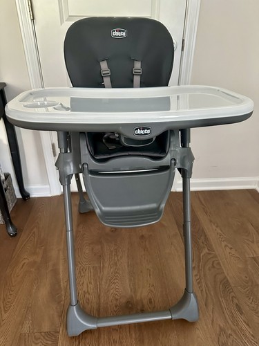 Chicco Foldable Adjustable Gray Baby High Chair with Tray & Safety Harness